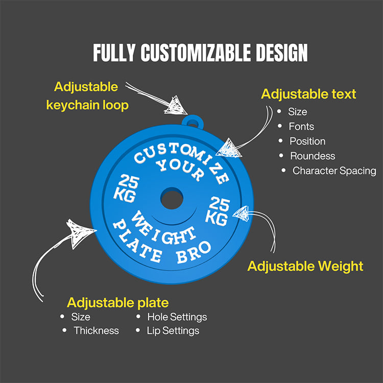 Customizable Weight Plate Keychain | V-Forge 3D