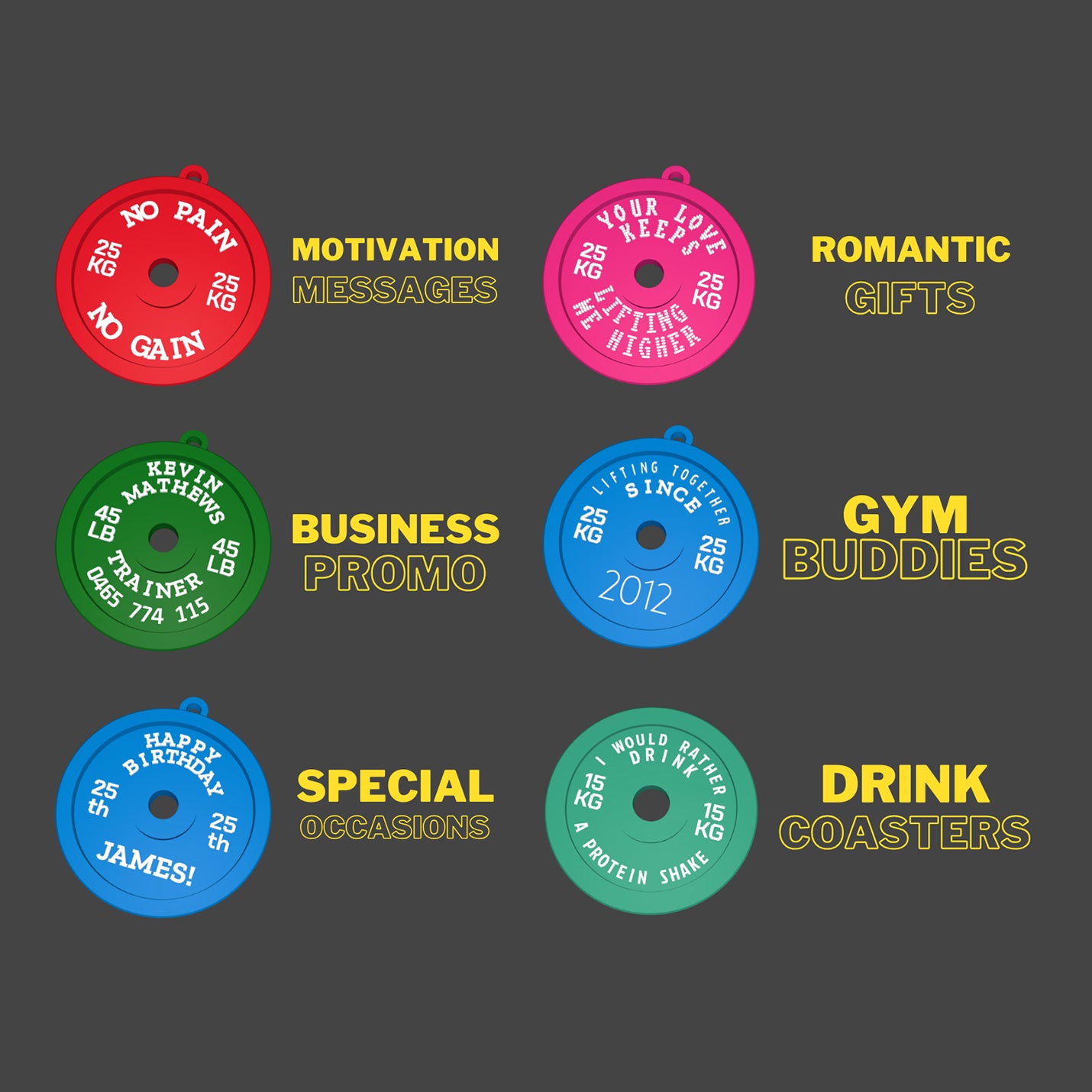 Customizable Weight Plate Keychain | V-Forge 3D